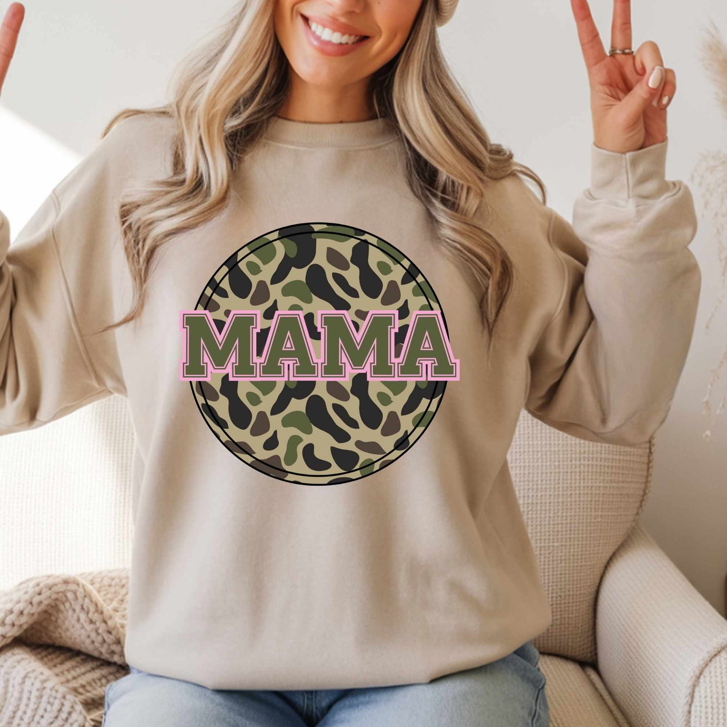 Camo Mama Sweatshirt — Women's Hunting & Outdoors Crewneck