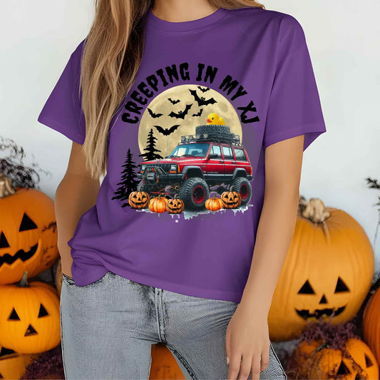 Creeping in My XJ | Halloween Jeep Cherokee PNG | Spooky Off-Road Sublimation Design | Moon Bats Pumpkins Fall PNG
