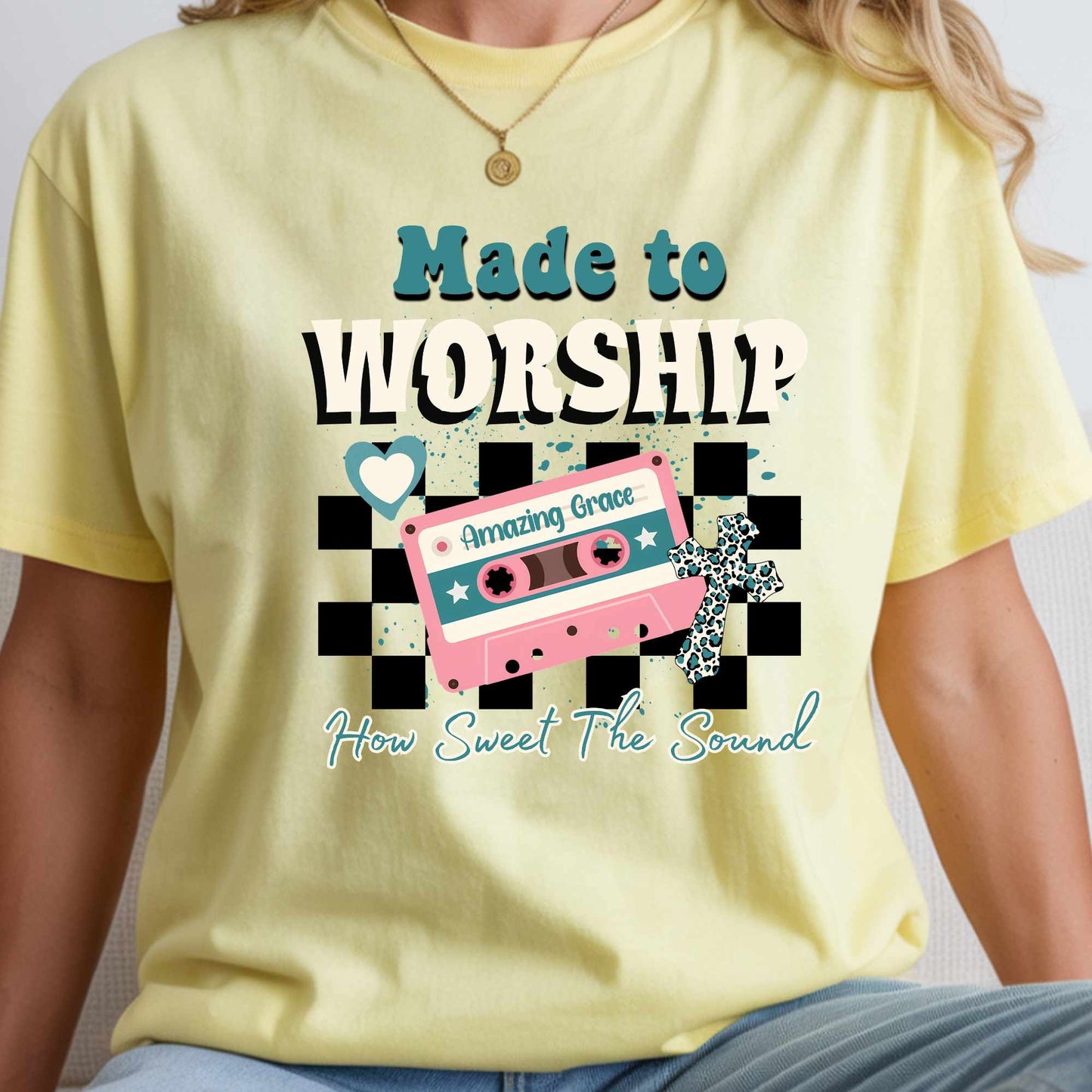 Made to Worship T-Shirt | Amazing Grace Christian Shirt for Women
