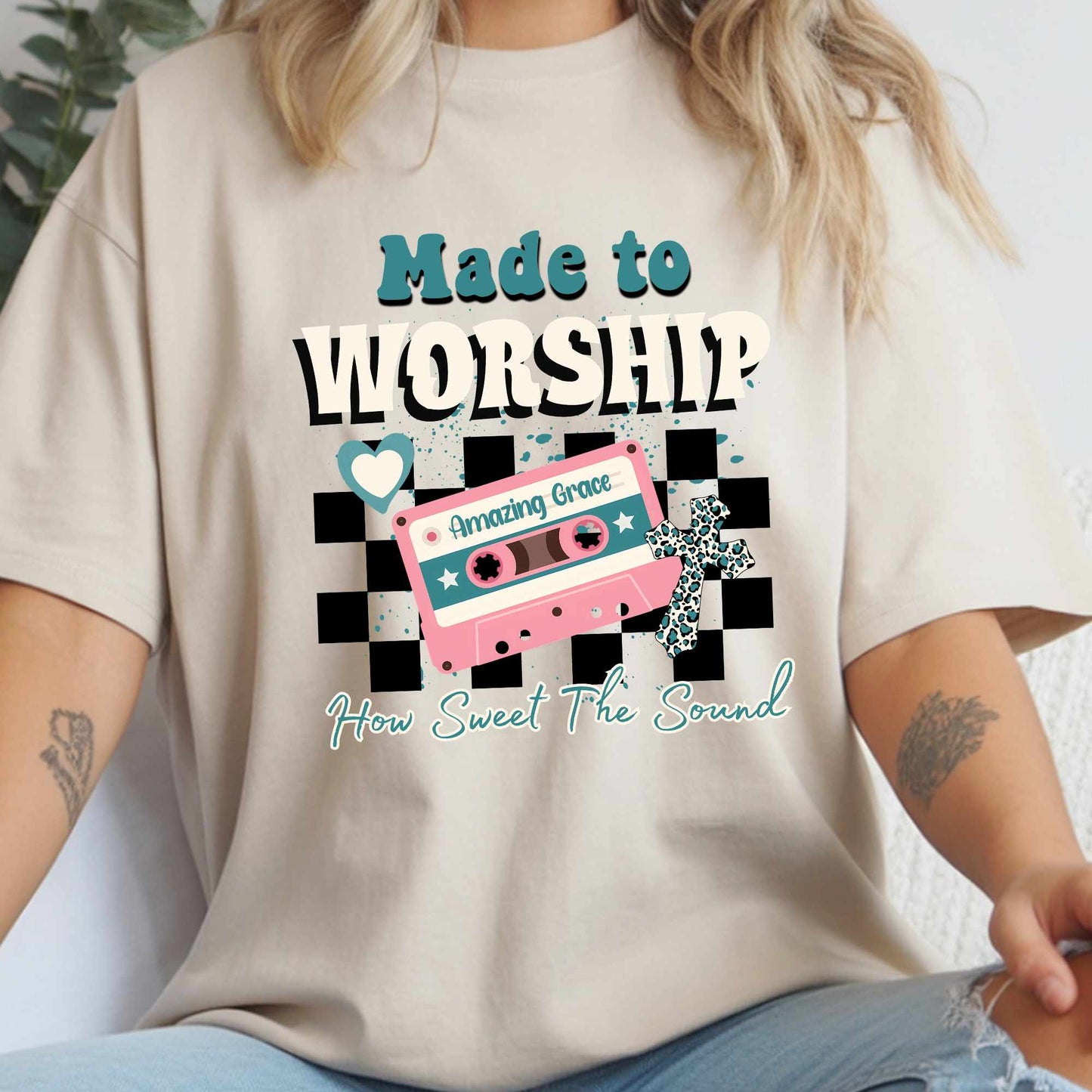 Made to Worship T-Shirt | Amazing Grace Christian Shirt for Women